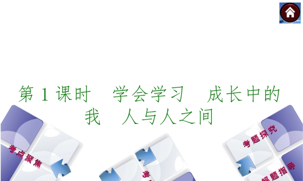 【中考复习方案】2015中考政治总复习 第1课时 学会学习 成长中的我 人与人之间课件 教科版