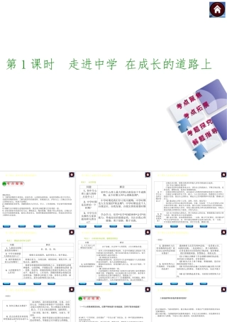 【中考复习方案】2015中考政治总复习 第1课时 走进中学 在成长的道路上课件（考点聚焦+考点拓展+考题探究+解题指导）