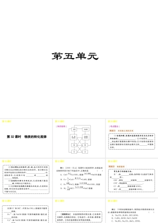 《中考复习方案》九年级科学 第32课时物质的转化规律课件 浙教版