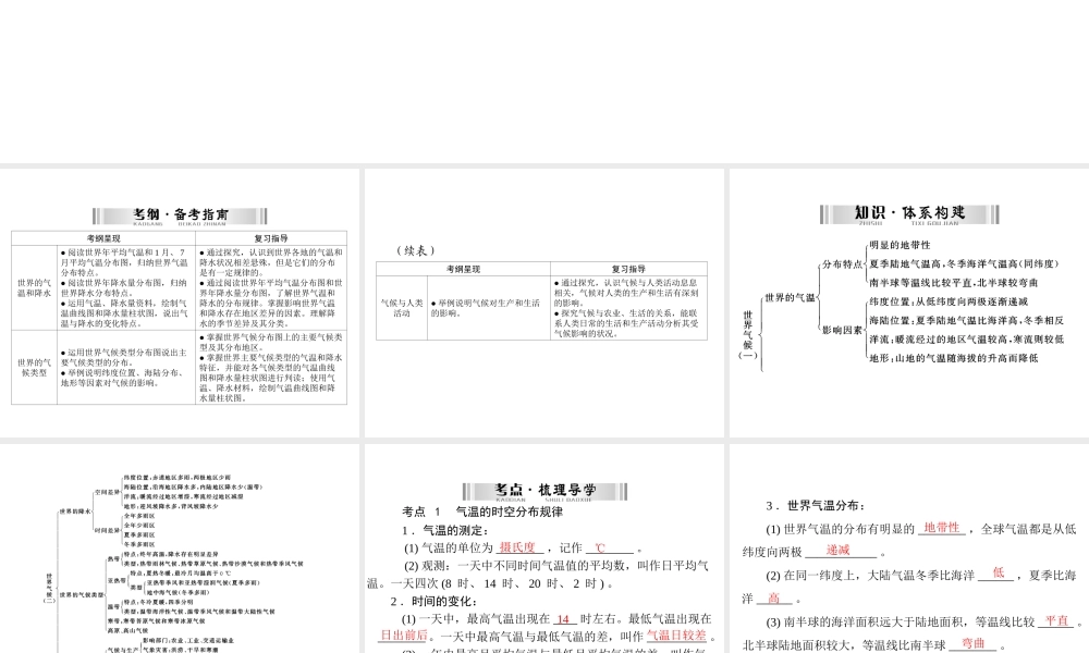 【南方新中考】（梅州）2015中考地理 第三部分 专题十 世界气候复习课件