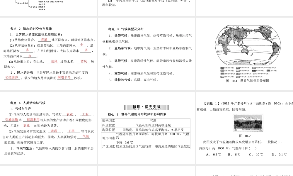 【南方新中考】（梅州）2015中考地理 第三部分 专题十 世界气候复习课件