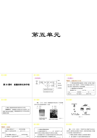 《中考复习方案》九年级科学 第35课时能量的转化和守恒课件 浙教版