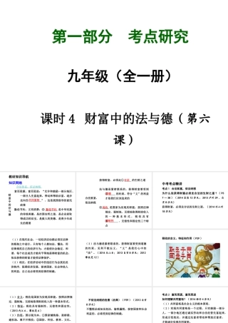 【中考试题研究】四川省2015届中考政治总复习 课时4 财富中的法与德课件