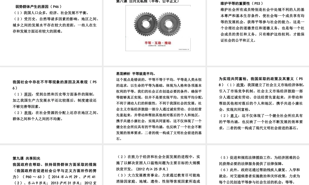 【中考试题研究】四川省2015届中考政治总复习 课时5 同在阳光下课件