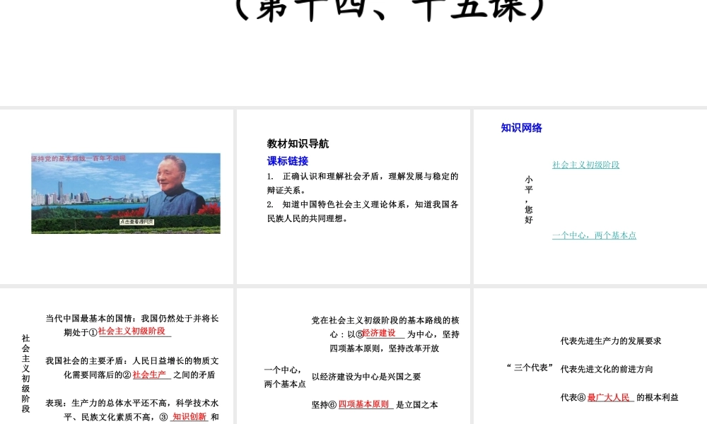 【中考试题研究】四川省2015届中考政治总复习 课时8 小平，您好“三个代表”课件