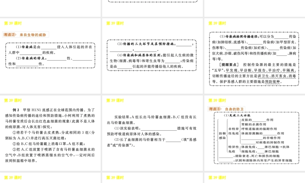 《中考复习方案》九年级科学 第39课时人的健康与环境课件 浙教版