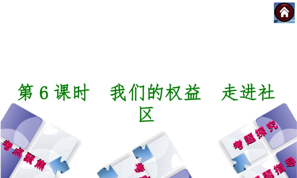 【中考复习方案】2015中考政治总复习 第6课时 我们的权益 走进社区课件 教科版