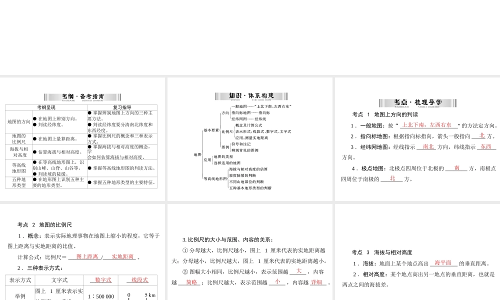 【南方新中考】（梅州）2015中考地理 第一部分 专题二 地 图复习课件