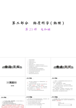 【中考面对面】浙江省2015中考科学总复习 第23讲 电和磁课件