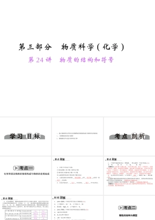 【中考面对面】浙江省2015中考科学总复习 第24讲 物质的结构和符号课件