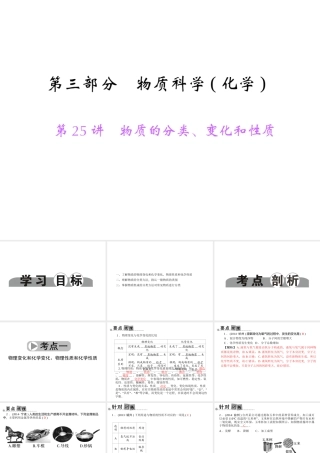 【中考面对面】浙江省2015中考科学总复习 第25讲 物质的分类、变化和性质课件