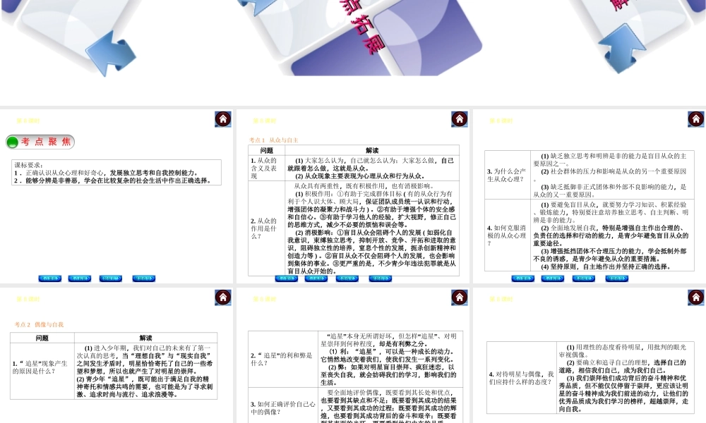 【中考复习方案】2015中考政治总复习 第8课时 走自己的路课件 教科版