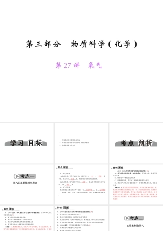 【中考面对面】浙江省2015中考科学总复习 第27讲 氧气课件