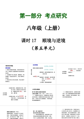 【中考试题研究】四川省2015届中考政治总复习 课时17 顺境与逆境课件