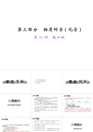 【中考面对面】浙江省2015中考科学总复习 第30讲 酸和碱课件