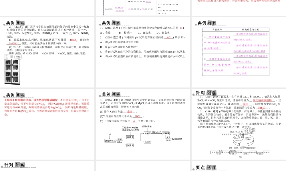 【中考面对面】浙江省2015中考科学总复习 第31讲 盐和金属课件