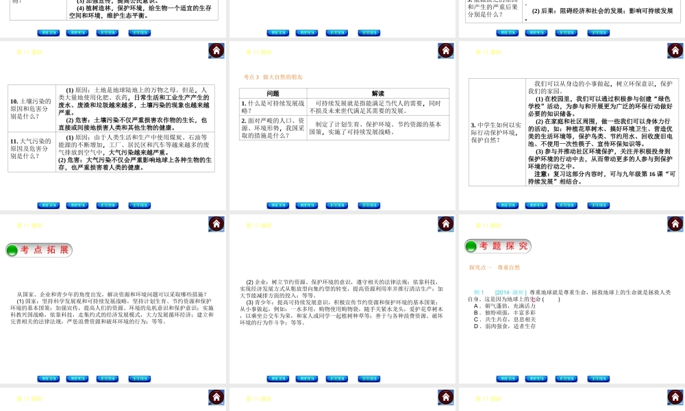 【中考复习方案】2015中考政治总复习 第11课时 自然的声音课件 教科版