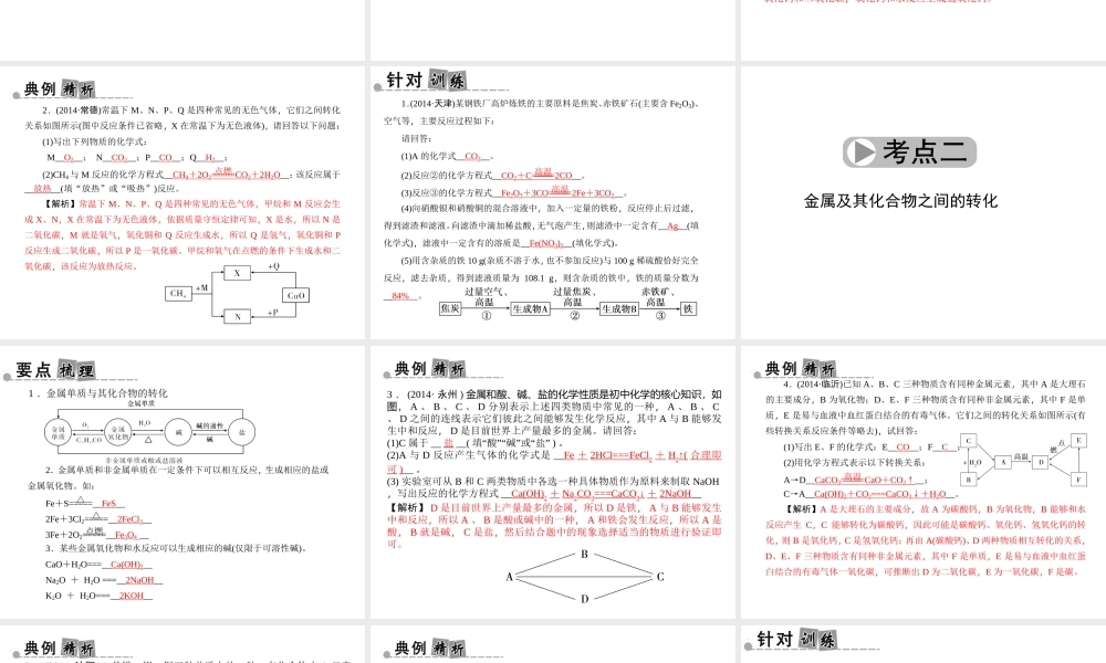 【中考面对面】浙江省2015中考科学总复习 第32讲 物质的转化规律课件