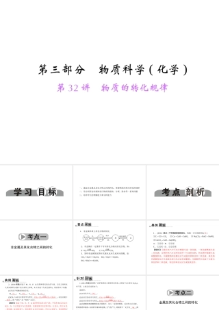 【中考面对面】浙江省2015中考科学总复习 第32讲 物质的转化规律课件