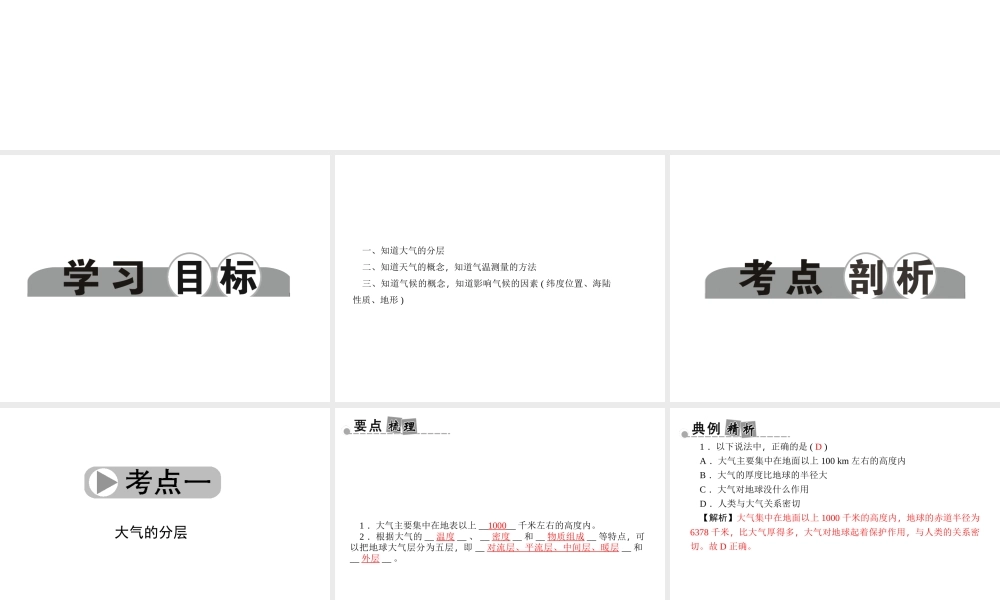 【中考面对面】浙江省2015中考科学总复习 第35讲 大气、天气与气候课件