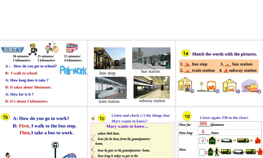 Unit 3 How do you get to school Period3课件1