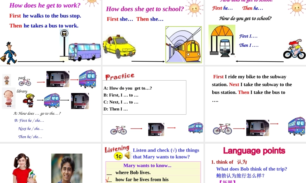 Unit 3 How do you get to school Period3课件2