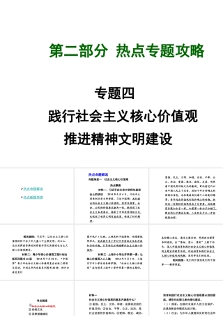 【中考试题研究】四川省2015届中考政治总复习 热点专题攻略四 践行社会主义核心价值观 推进精神文明建设（课件