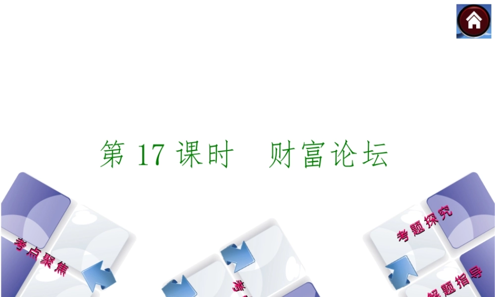 【中考复习方案】2015中考政治总复习 第17课时 财富论坛课件 教科版