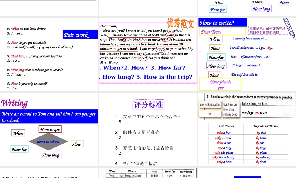 Unit 3 How do you get to school Period5课件