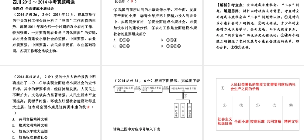 【中考试题研究】四川省2015届中考总复习 课时2 走向小康课件
