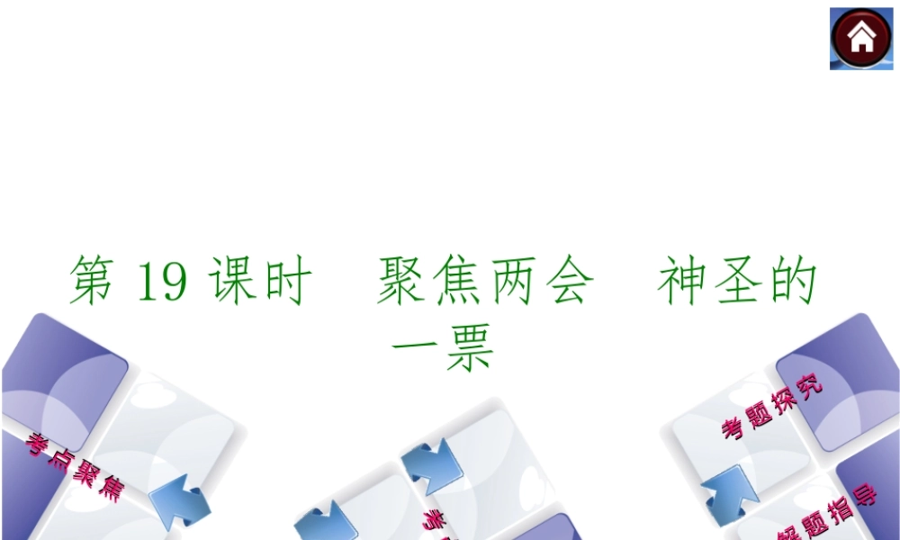 【中考复习方案】2015中考政治总复习 第19课时 聚焦两会 神圣的一票课件 教科版
