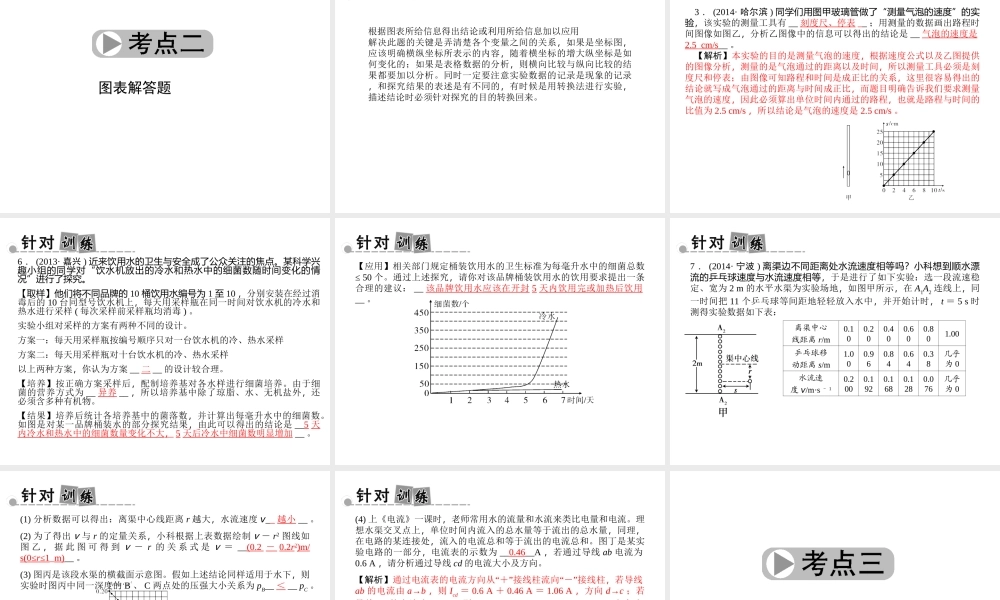【中考面对面】浙江省2015中考科学总复习 第47讲 图表分析题专题课件