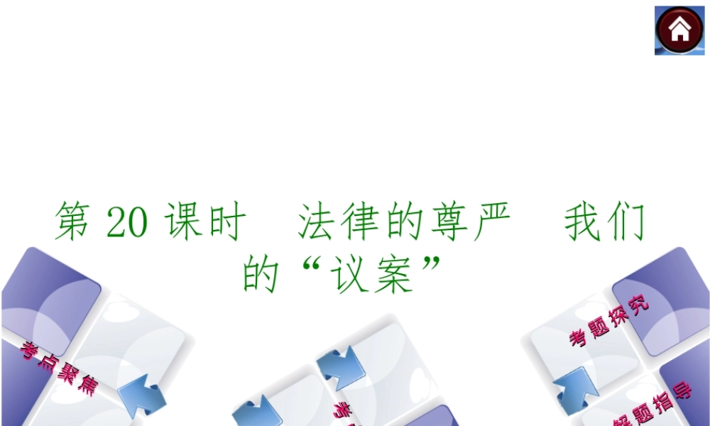 【中考复习方案】2015中考政治总复习 第20课时 法律的尊严 我们的“议案”课件 教科版