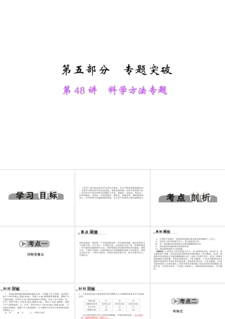 【中考面对面】浙江省2015中考科学总复习 第48讲 科学方法专题课件