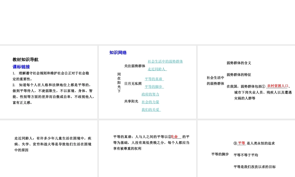 【中考试题研究】四川省2015届中考总复习 课时5 同在阳光下课件