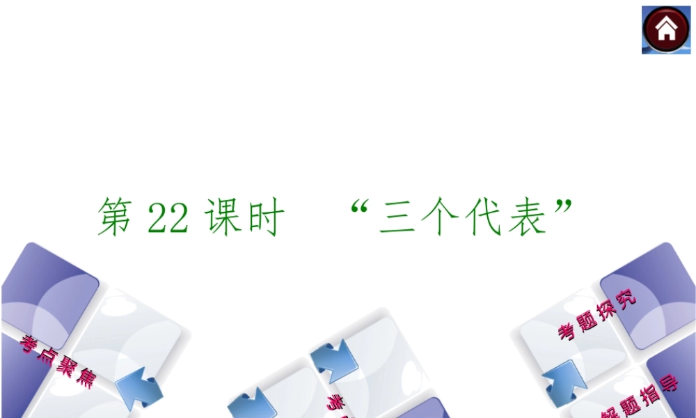 【中考复习方案】2015中考政治总复习 第22课时 “三个代表”课件 教科版