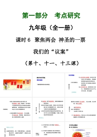 【中考试题研究】四川省2015届中考总复习 课时6 聚焦两会 神圣的一票 我们的议案课件