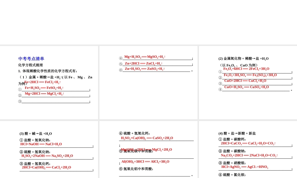 【安徽中考面对面】2015届中考化学总复习 第十单元 酸和碱课件