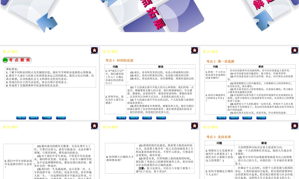 【中考复习方案】2015中考政治总复习 第26课时 新的旅程课件 教科版