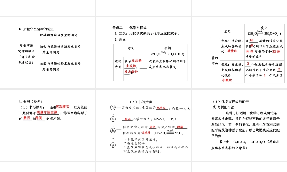 【安徽中考面对面】2015届中考化学总复习 第五单元 化学方程式课件
