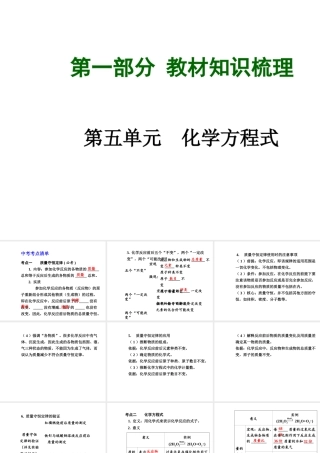 【安徽中考面对面】2015届中考化学总复习 第五单元 化学方程式课件