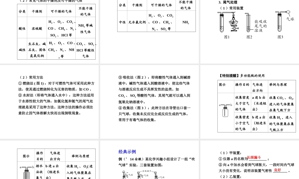 【安徽中考面对面】2015届中考化学总复习 专题三 常见气体的制备课件