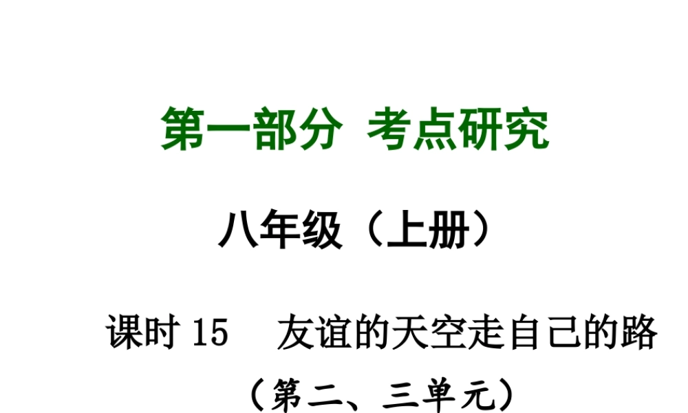 【中考试题研究】四川省2015届中考总复习 课时15 友谊的天空 走自己的路课件