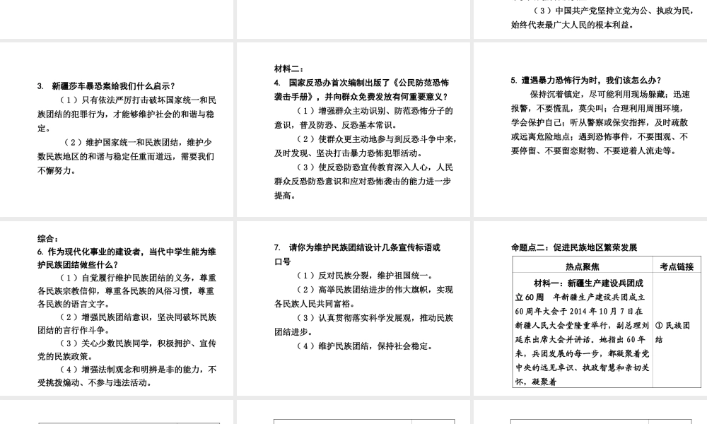 【贵州中考面对面】2015届中考政治总复习 热点专题精讲 专题2 维护民族团结实现祖国统一课件 人民版