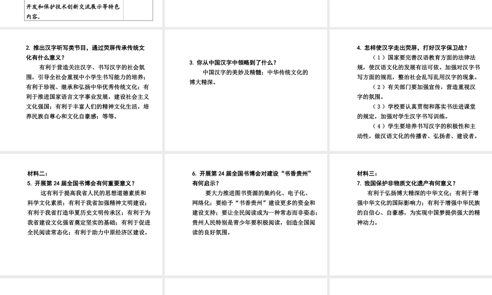 【贵州中考面对面】2015届中考政治总复习 热点专题精讲 专题3 中华文化课件 人民版