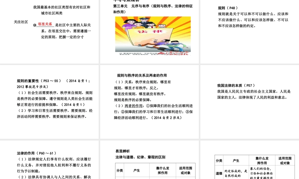 【中考试题研究】四川省2015届中考总复习 课时24 无序与有序 我们的权益 走进社区课件