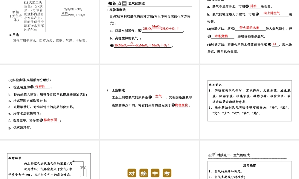 【步步高 简易通】2014届中考化学一轮复习 第7讲 空气、氧气课件