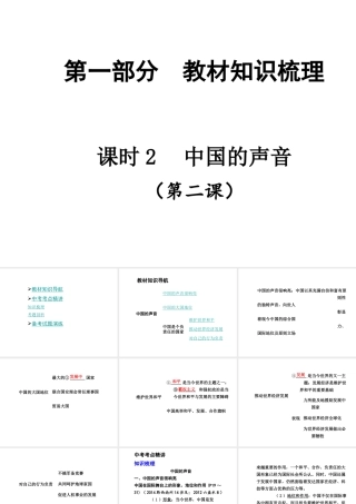 【贵州中考面对面】2015届中考政治总复习 知识梳理精讲 九全 第二课 中国的声音课件 人民版