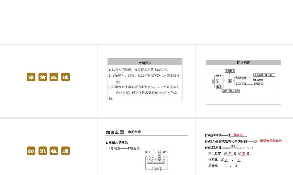 【步步高 简易通】2014届中考化学一轮复习 第12讲 水的组成及净化课件