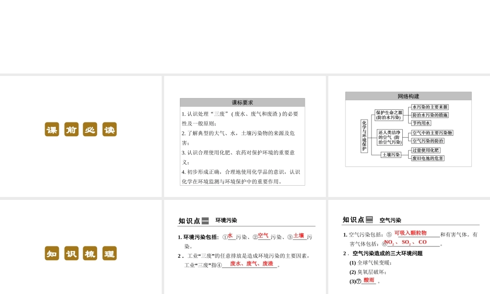 【步步高 简易通】2014届中考化学一轮复习 第17讲 化学与环境保护课件